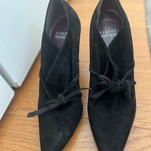 Black suede heeled booties